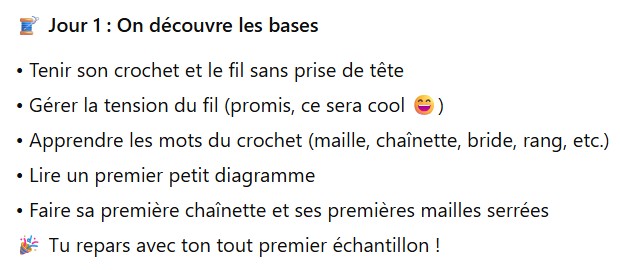 STAGE CROCHET POUR ADOS - VACANCES SCOLAIRES D'AOÛT 2025 - les 18, 20, 21 et 22 août (9h30-11h00) (copie)