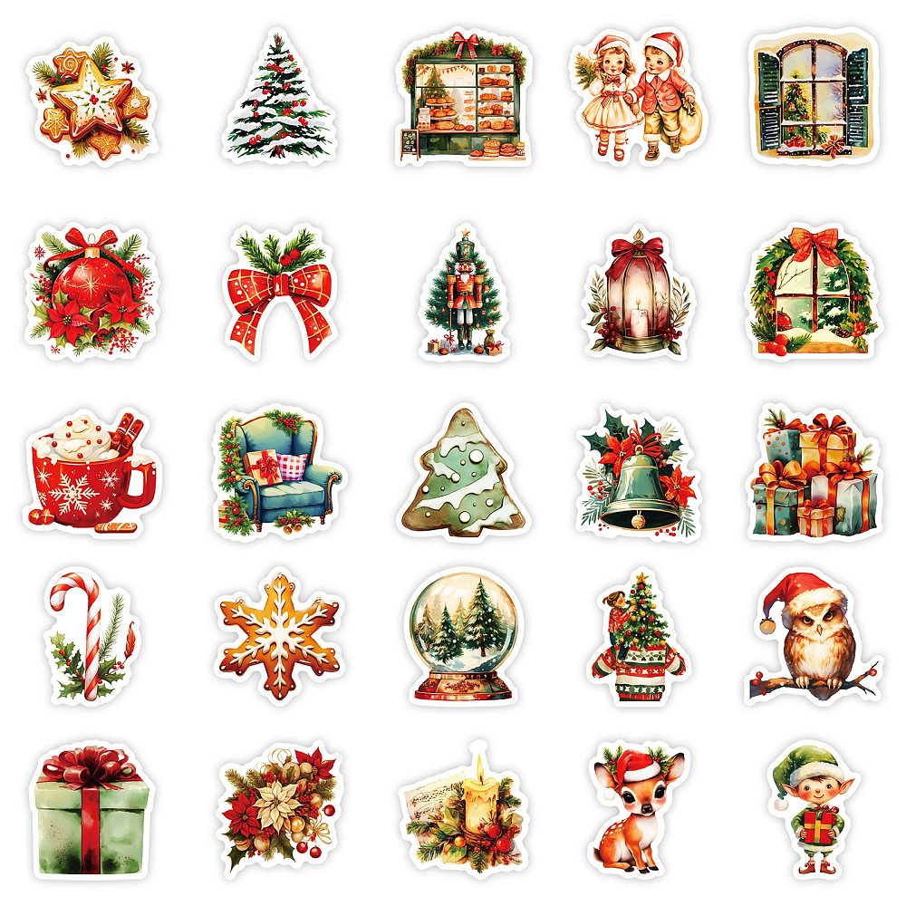 Stickers thème veille de NOËL, env. 40~52mm, à l'unité