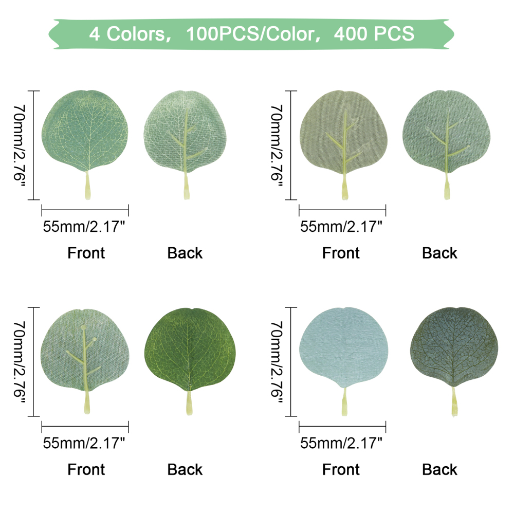 Feuilles eucalyptus artificielles, 70x55mm, la pièce