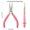 Pince acier, bec arrondi pour boucles, manche rose 12x7.6x0.9 cm