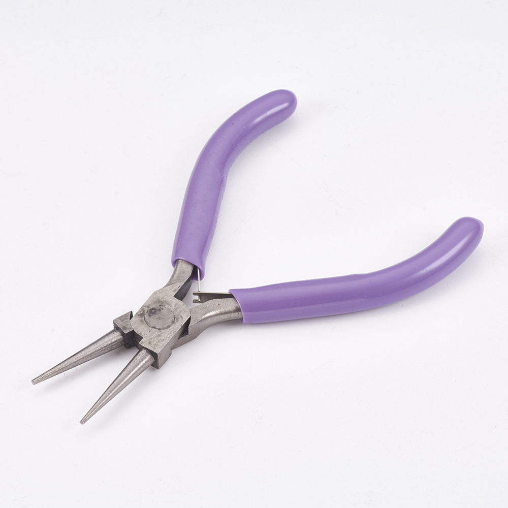 Pince acier, bec arrondi pour boucles, 12x8x0.9 cm, 2 coloris au choix