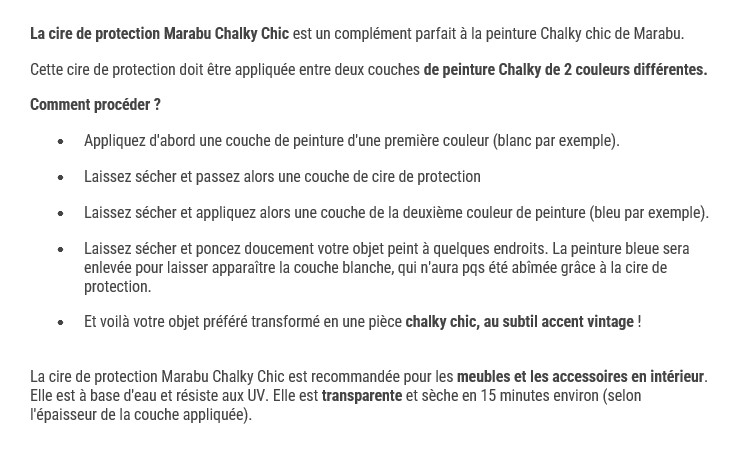 Marabu Chalky-Chic cire de protection transparente, 225ml