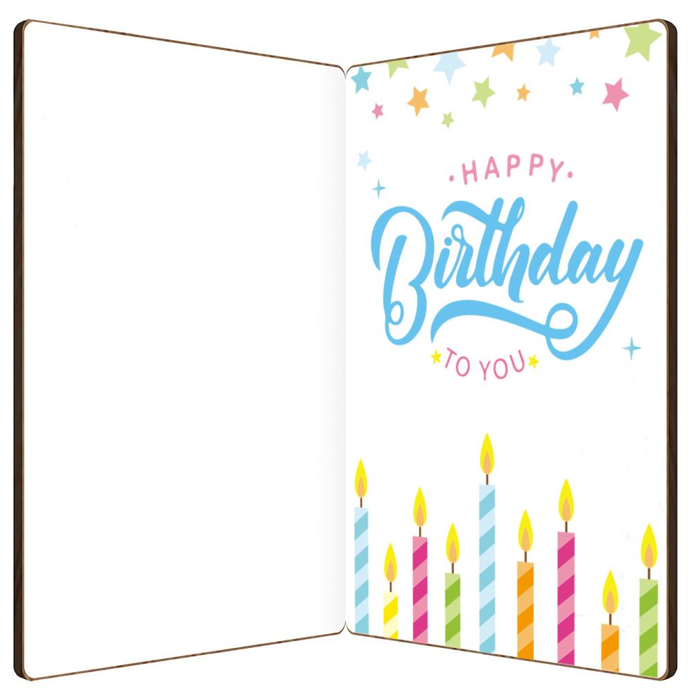 Cartes d'anniversaire en bambou avec enveloppe et nœud, 150~173x110~124x7mm