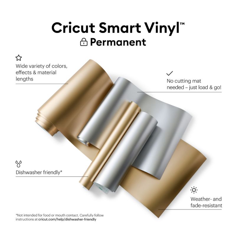 CRICUT SMART VINYLE PERMANENT 33X360CM 1 FEUILLE MAT CHAMPAGNE