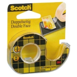 Adhésif scotch double face 12mm x 6.3m avec dévidoir