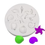 [DIY-I012-24]  Moule en silicone, étoiles de mer et coquillages, diam 67mm