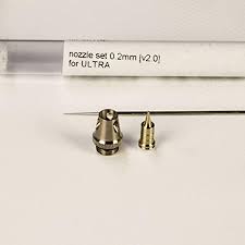 [4039868237033] Harder & Steenbeck Kit complet de buses composé d'une aiguille, d'une buse, d'une tête d'air, d'un capuchon d'aiguille Jeu de buses 0,2 mm pour EVOLUTION, INFINITY, ULTRA + GRAFO
