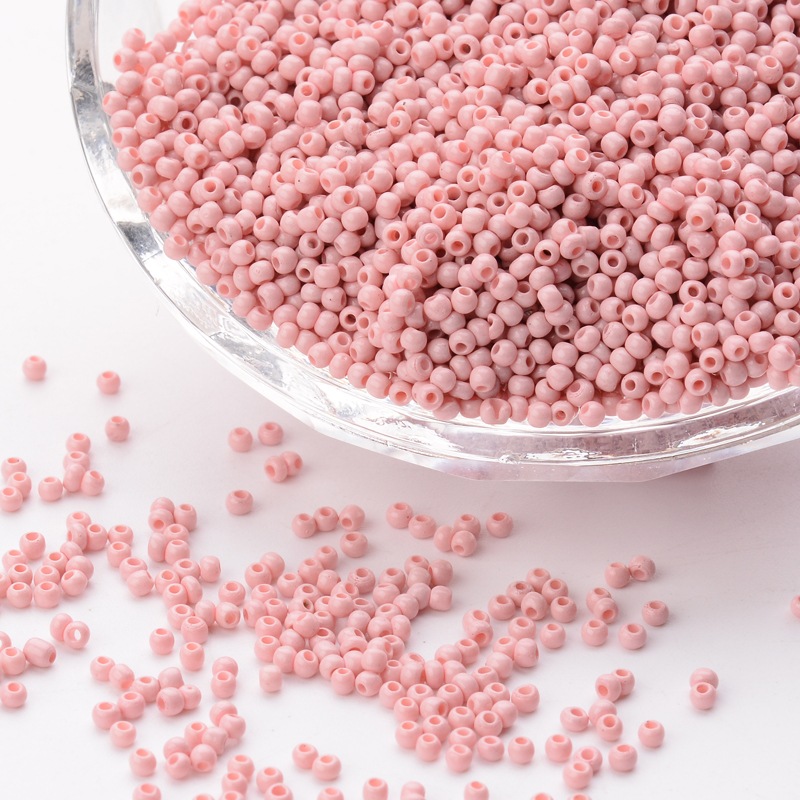 Perles de rocaille 12/0 opaques taille 2 mm, trou 0,7 mm, sachet d'env. 30 gr, Corail