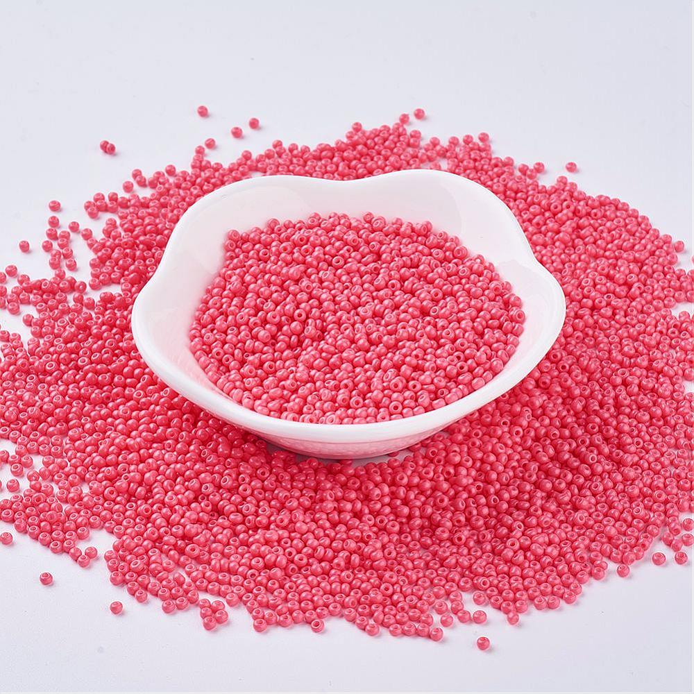 Perles de rocaille 12/0 opaques taille 2 mm, trou 0,7 mm, sachet d'env. 30 gr, rose chaud