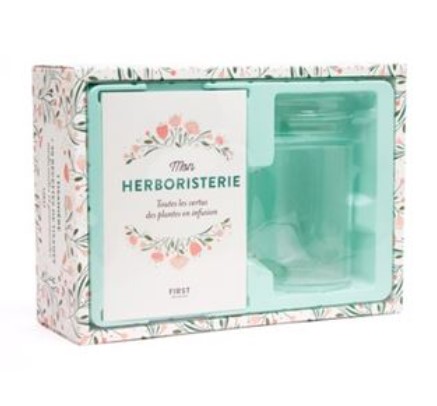 Coffret mon herboristerie - 1 tisaniere en verre + 1 livre