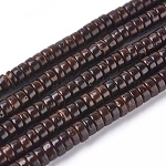 [1827   COCO-O009-03-4X2MM] Coco Perle en noix de coco, rondelle, marron, diamètre 6mm,ép 1mm,trou 1.4mm