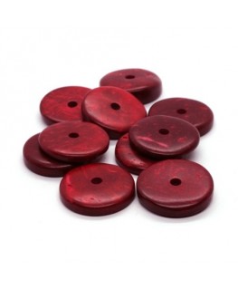 [COCR] OLD Coco Perle en noix de coco, rondelle, rouge, diamètre 10mm, trou 2.5mm