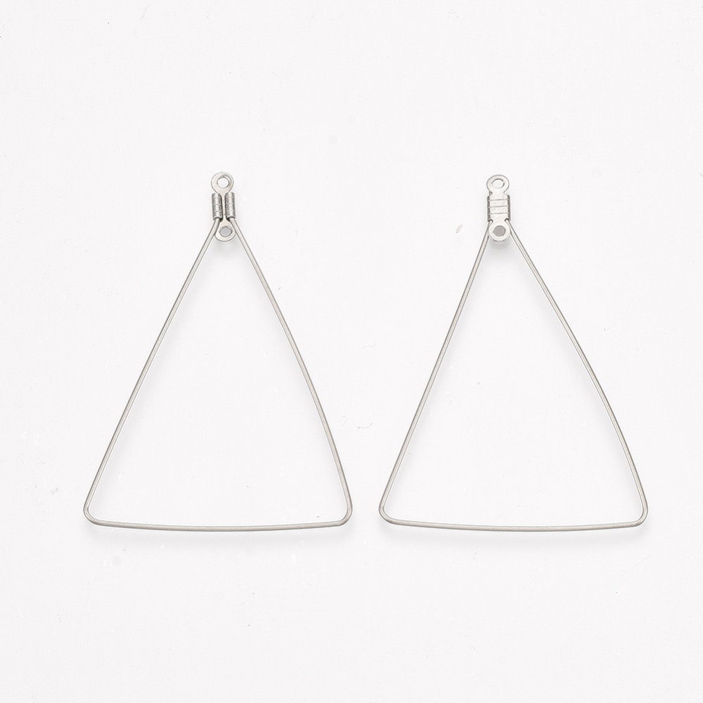 [S103  X-STAS-S103-12  X-STAS-S103-08] Créole INOX argenté, triangle  49.5x35x0.6mm trou 1.2mm