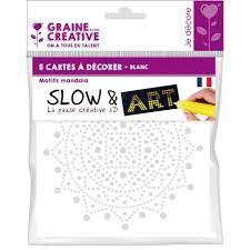 [3471056163709] Cartes slow & art à décorer motif mandala blanc 15x15cm x 5