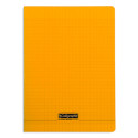 Cahier gros carreaux 96 p polypro orange transparent personnalisable A4