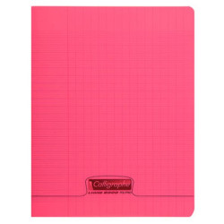 Cahier gros carreaux 96 p polypro rouge transparent personnalisable 17x22cm