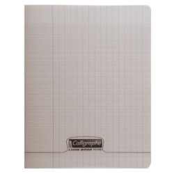 Cahier gros carreaux 96 p polypro gris transparent personnalisable 17x22cm