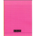 Cahier gros carreaux 96 p polypro rose transparent personnalisable 17x22cm