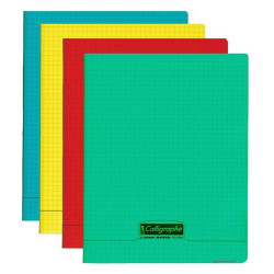 Cahier petit carreaux 96 p polypro couleur transparent personnalisable A5