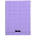 Cahier petit carreaux 96 p polypro violet transparent personnalisable A4