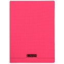 Cahier petit carreaux 96 p polypro rouge transparent personnalisable A4