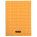 Cahier petit carreaux 96 p polypro orange transparent personnalisable A4