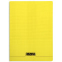 Cahier petit carreaux 96 p polypro jaune transparent personnalisable A4