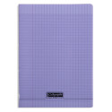 Cahier gros carreaux 96 p polypro violet transparent personnalisable A4