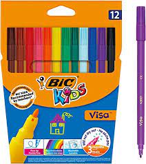 Feutres couleur Bic Kids VISA, lavables, très longue durée x 12