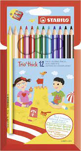 Lot de 12 crayons de couleurs larges STABILO avec taille crayon