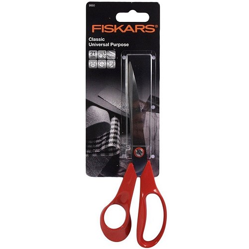 Ciseaux fiskars universel, rouge, pour gaucher, 21cm