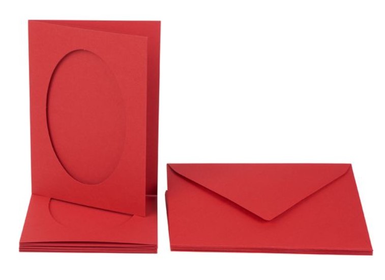 CARTES PASSE PARTOUT AVEC ENVELOPPES x5 ROUGE 220 GR 15 X 15 CM