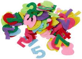 Chiffres en feutrine multicolores 150 pièces
