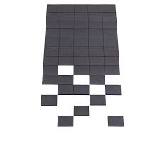 Aimants autocollants noirs 20x20mm, épais. 1,2mm, 50 pièces