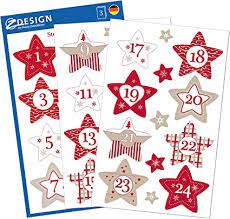 [421052] Stickers feutrine adhésif calendrier de l'avent bleu et corail 24 numéros
