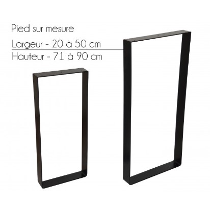 Pied rectangle acier 4 mm, hauteur 90 cm, longueur 40 cm, épais. 7 cm