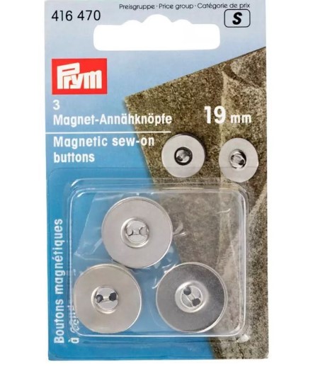 Boutons magnétiques à coudre couleur argent 19mm x 3 pièces