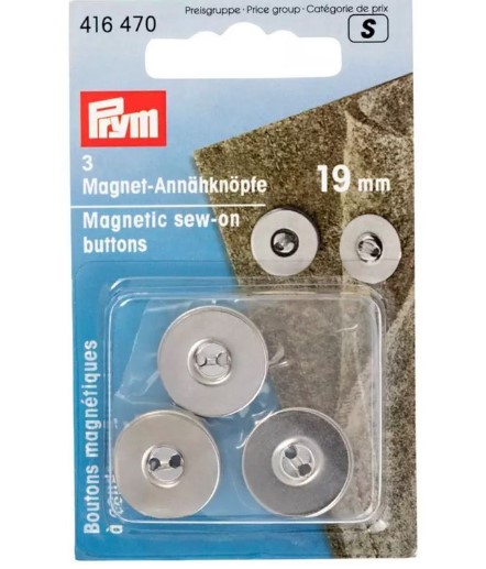 [416470] Boutons magnétiques à coudre couleur argent 19mm x 3 pièces