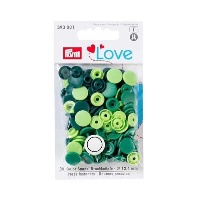 Boutons pressions prym love vert 12mm x 30 pièces