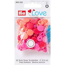 Boutons pressions prym love rouge rose 12mm x 30 pièces