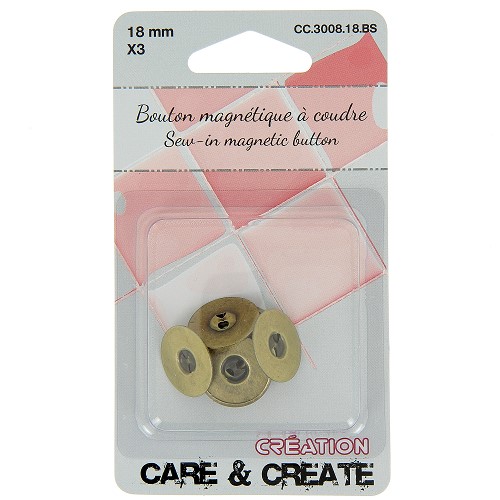 Boutons magnétiques en laiton à coudre 18mm x 3 pièces