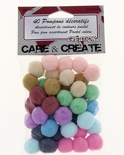 Sachet 40 pompons couleurs pastel 20mm