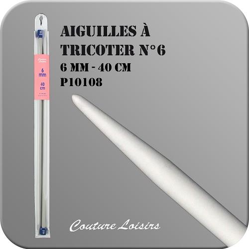 Aiguille à tricoter, en plastique, gris, solide, 40 cm N°6, 6mm