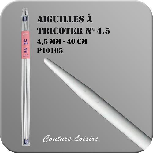 Aiguille à tricoter, en plastique, gris, solide, 40 cm N°4.5 - 4.5mm