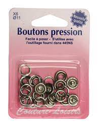 Boutons-pression couleur argent 11mm x 6 pièces