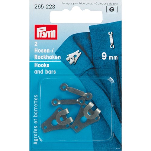 Agrafes et barrettes pantalons et jupes noir 9mm x 2 pièces