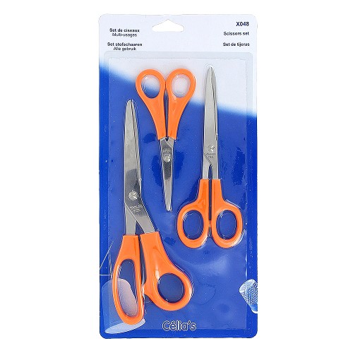 Set ciseaux orange 13/17/21cm x 3 pièces