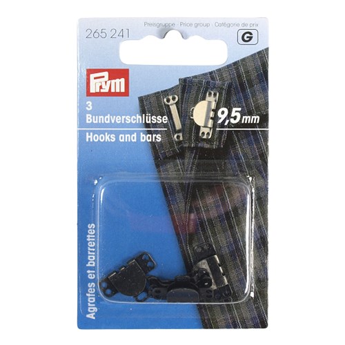 Agrafes et barrettes noires pour pantalons/jupes 9.5mm x 3 pièces