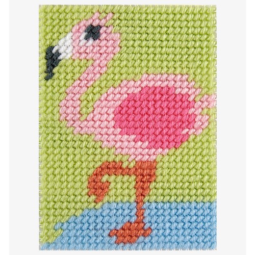 KIT CANEVAS LE FLAMANT ROSE GROS TROUS 13 X 18 CM