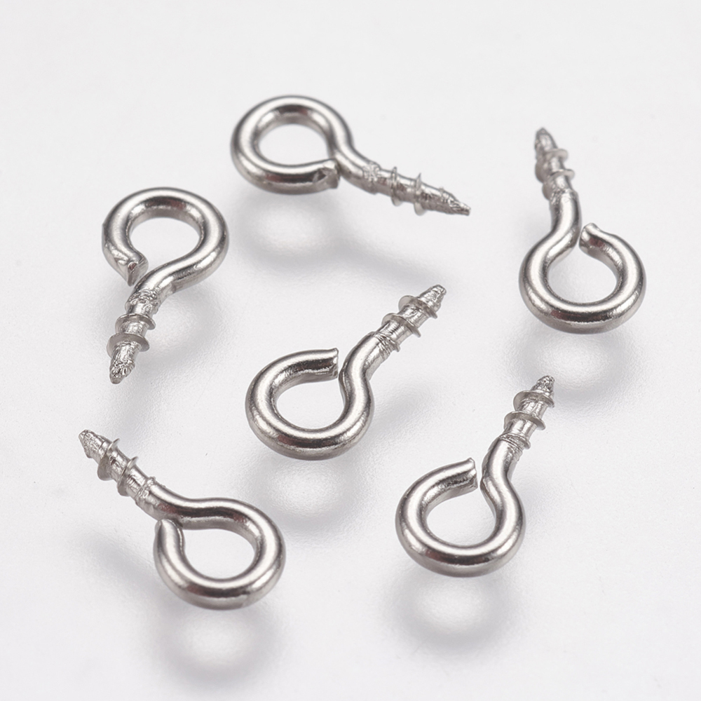 Piton en laiton argenté, piton à bord, 8x4x1mm, anneau 2mm